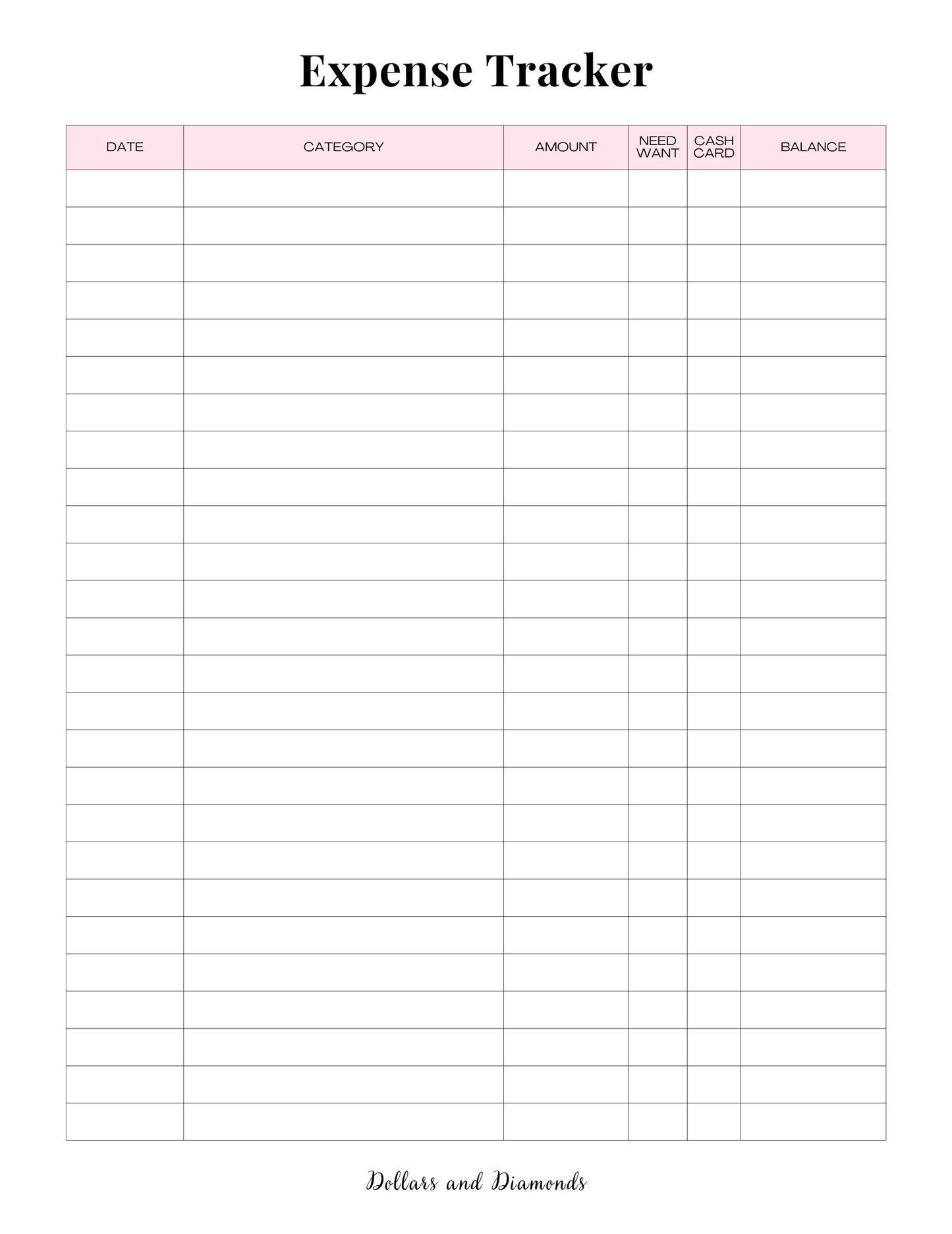 Expense Tracker - Dollars And Diamonds
